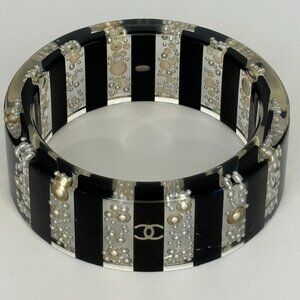 Chanel CC Faux Pearl & Resin CC Bangle Bracelet
